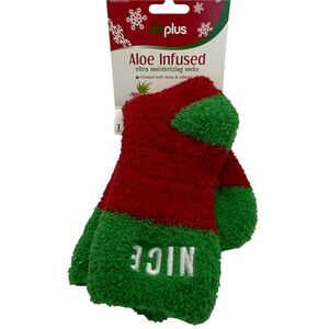 Christmas Naughty Nice Ugly Christmas Sweater Socks Red Green New Aloe Infused